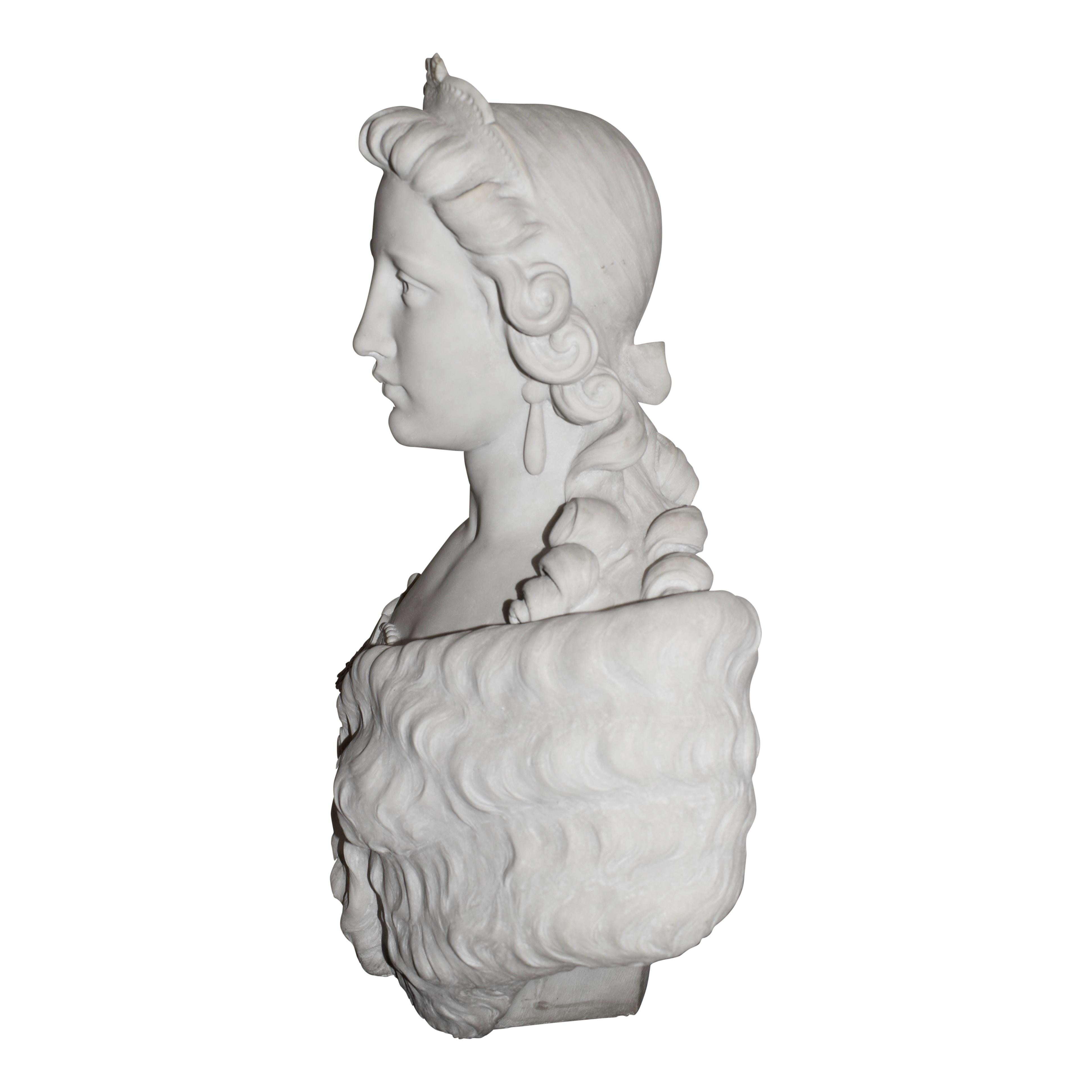 Busto francés de mármol de Marie Antoinette, hacia 1830 Francés en venta