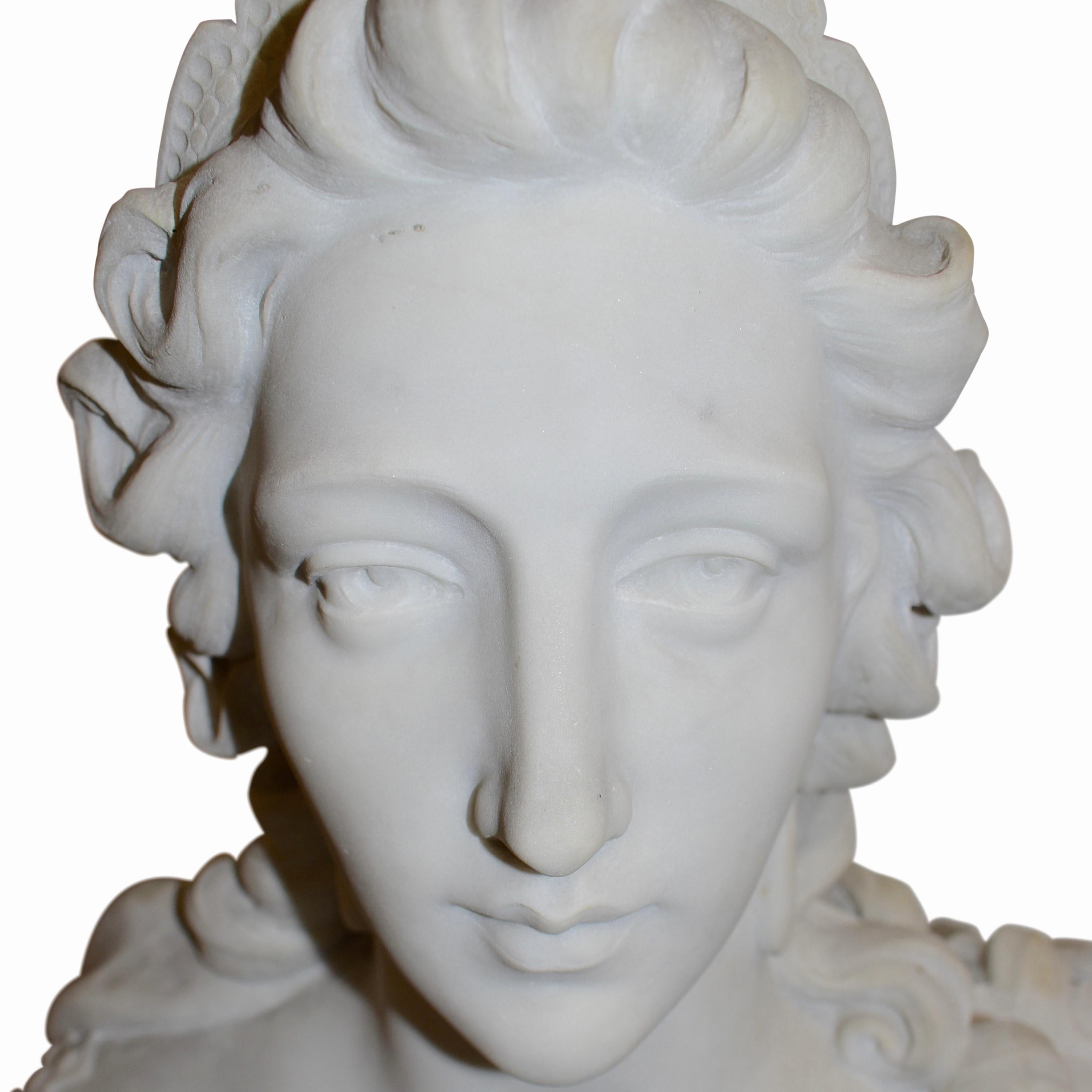 19th Century French Marble Bust of Marie Antoinette, circa 1830 For Sale
