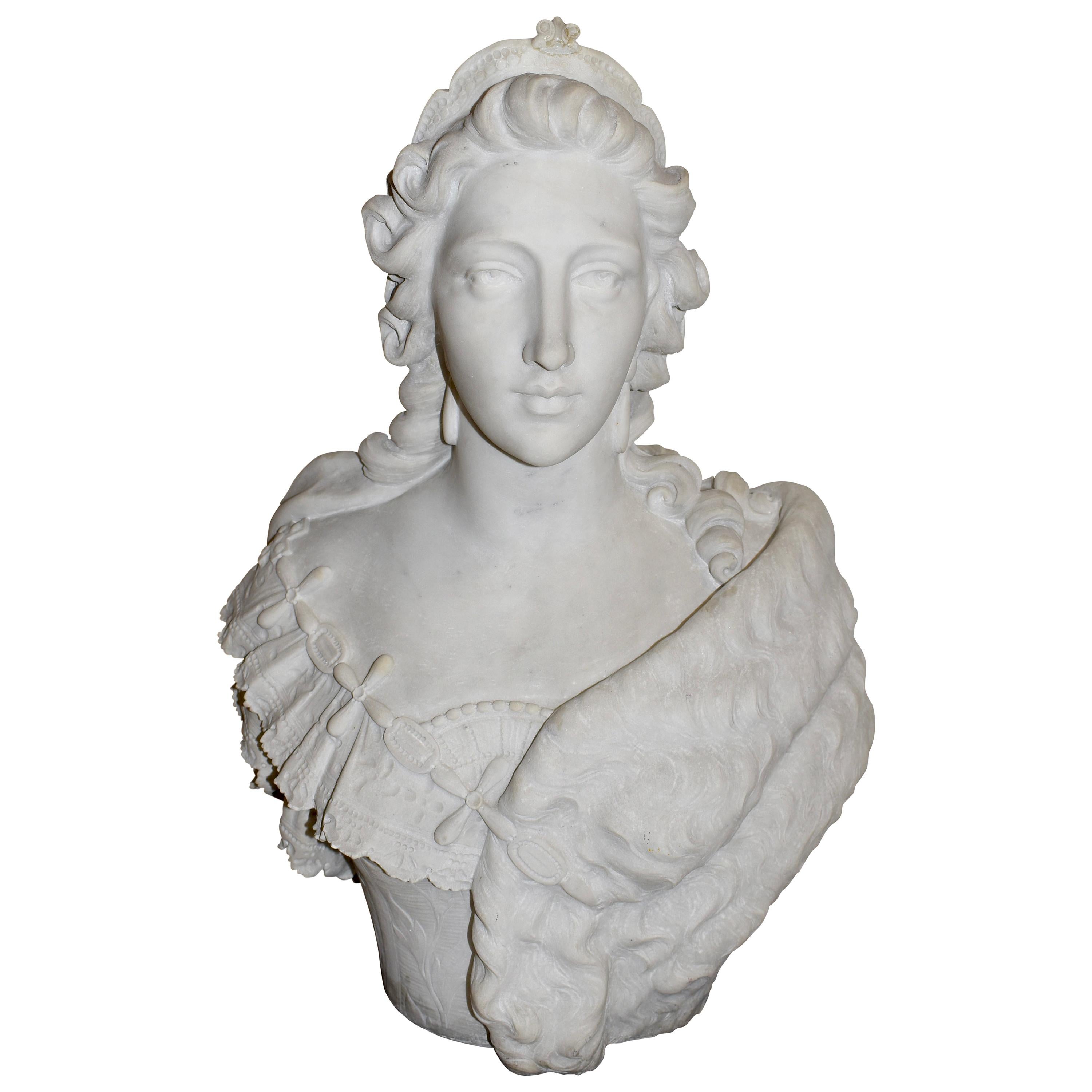 French Marble Bust of Marie Antoinette, circa 1830