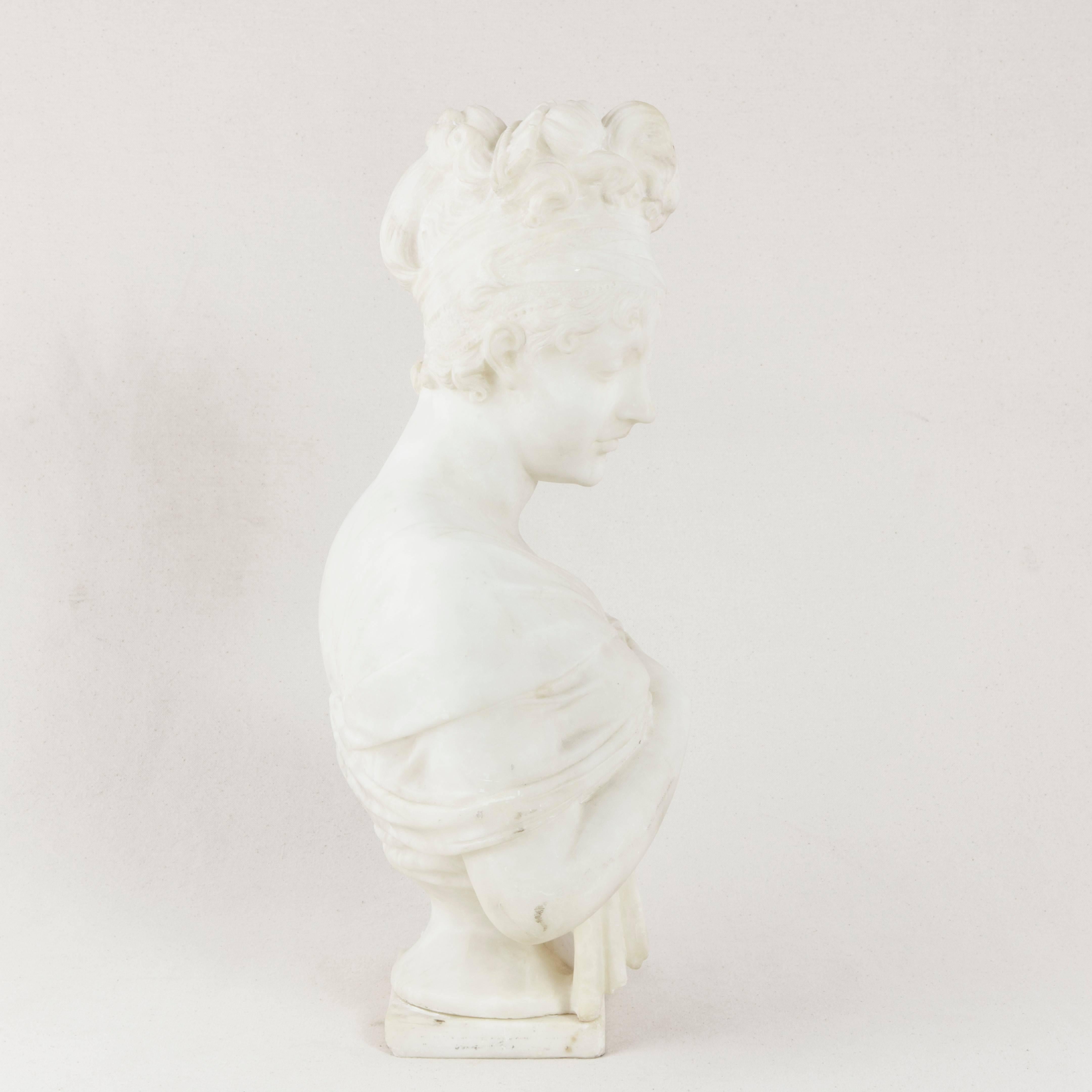 French Marble Bust or Sculpture of Madame Juliette Recamier, circa 1900 2