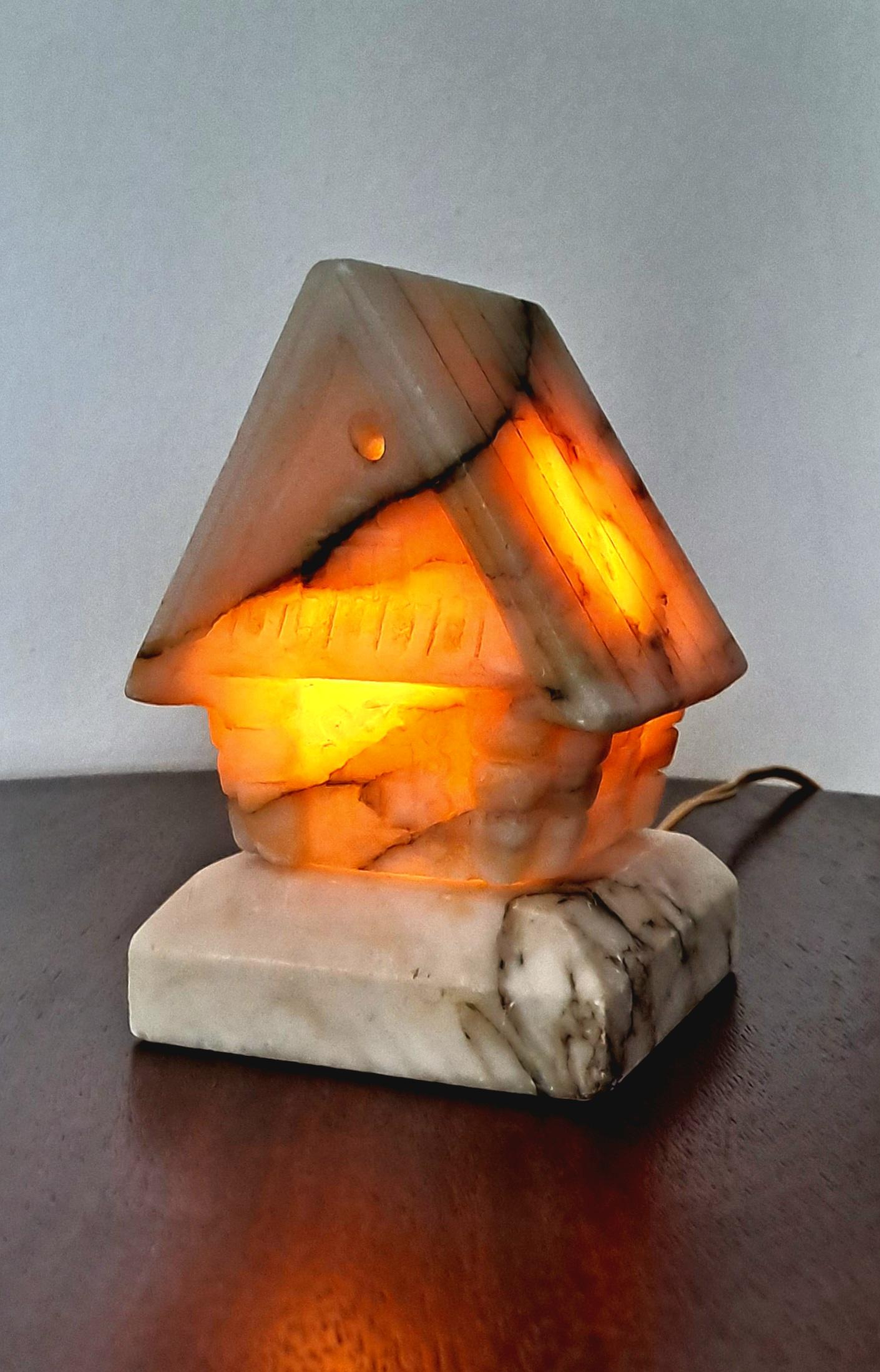 Mid-20th Century French Marble Carera Table Lamp For Sale