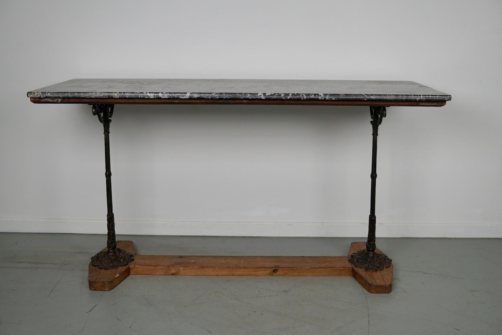 French Marble & Cast Iron Console or Side Table, 19th Century For Sale 6