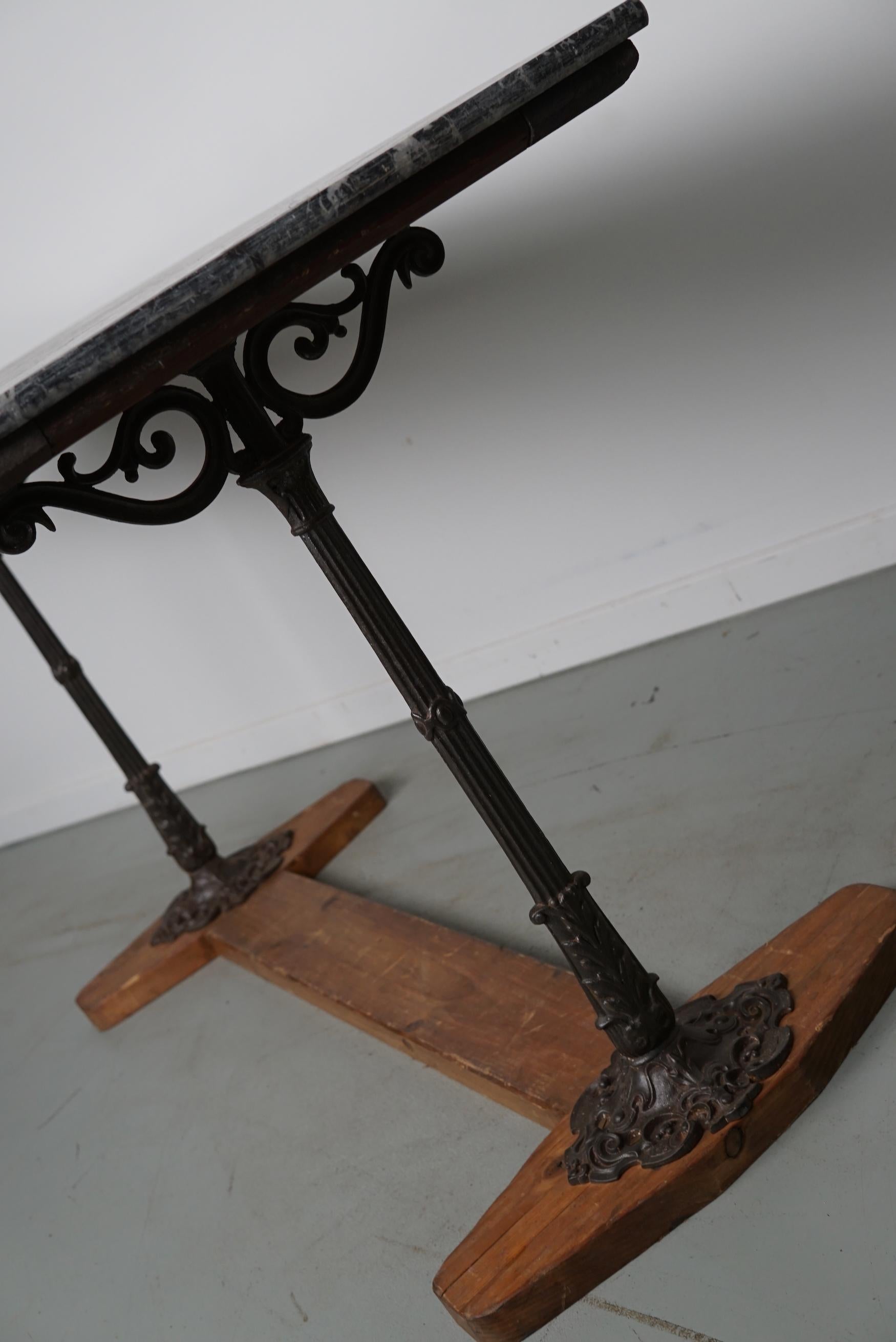 French Marble & Cast Iron Console or Side Table, 19th Century For Sale 3