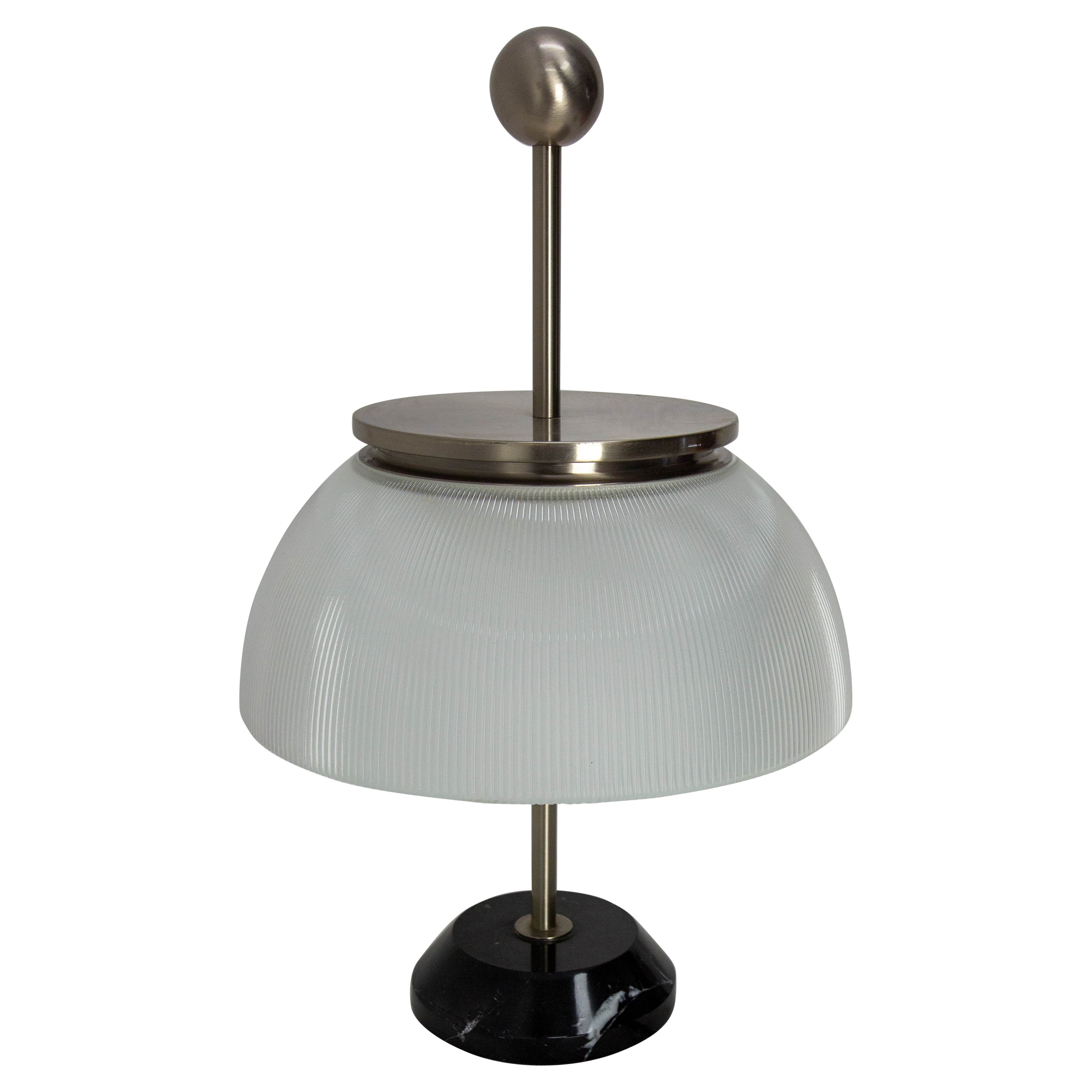 Lampada Alfa da tavolo francese in marmo, cromo e vetro Sergio Mazza per Artemide C.C. 1960 in vendita