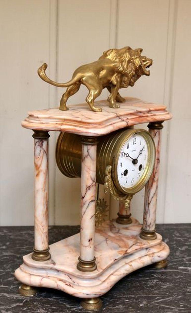 French Marble Clock Garniture In Good Condition For Sale In Beaconsfield, GB