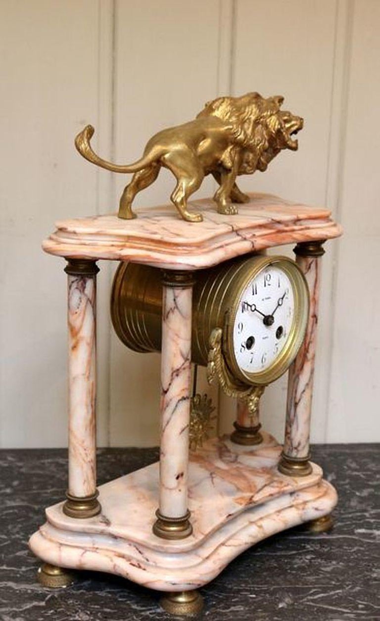 French Marble Clock Garniture For Sale at 1stDibs
