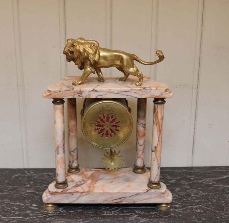 French Marble Clock Garniture For Sale at 1stDibs