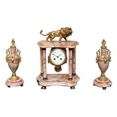 French Marble Clock Garniture