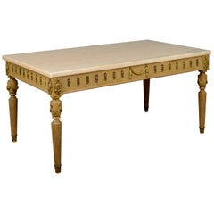 French Marble Coffee Table, Classical Taste, Hardwood, Stone, Late 20th Century
