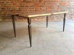 French Marble Coffee Table Iron Base circa 1940s Vintage