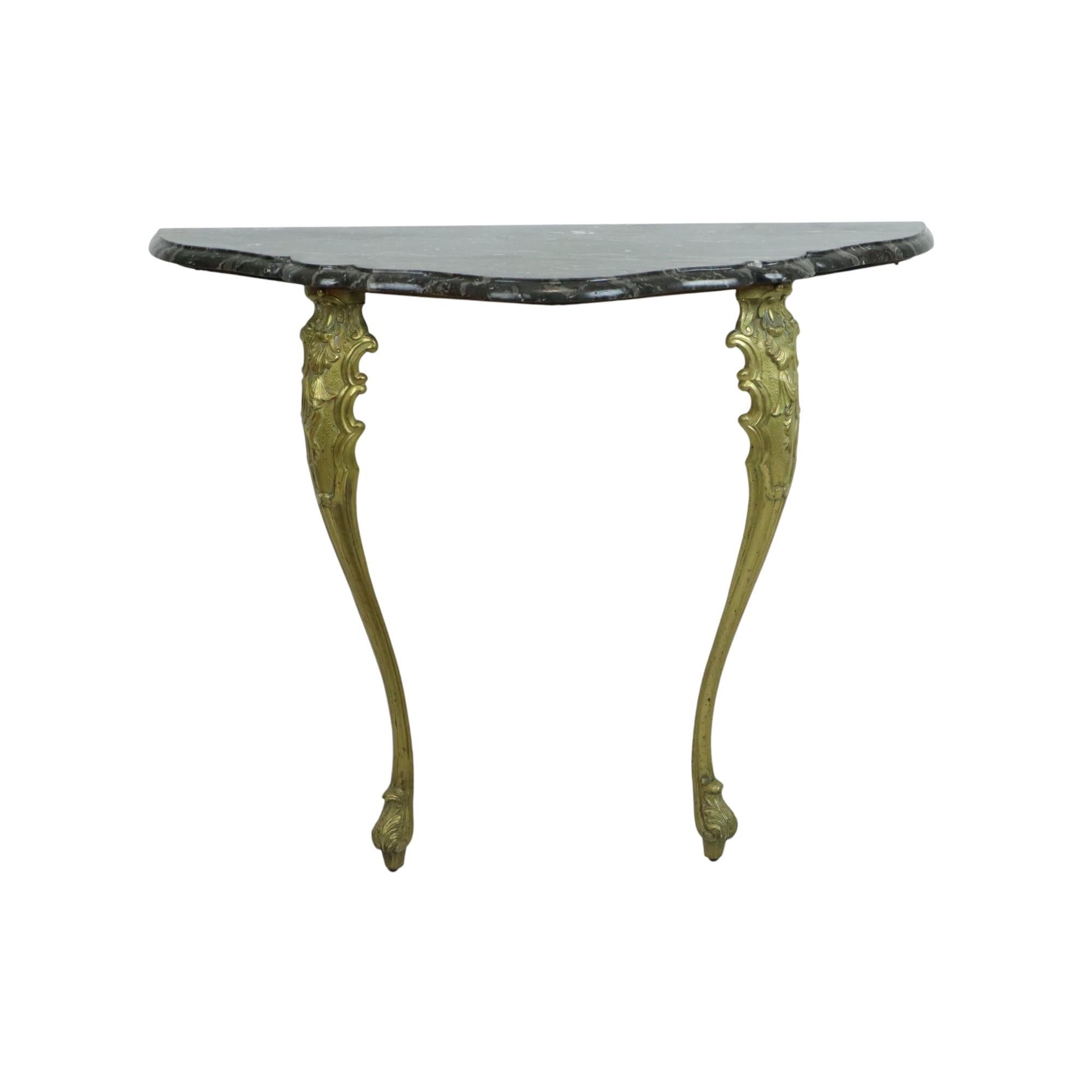 Console francese in marmo con gambe in ottone ornate in stile barocco in vendita 6