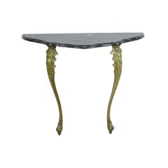 French Marble Console Ornate Brass Legs Baroque Style