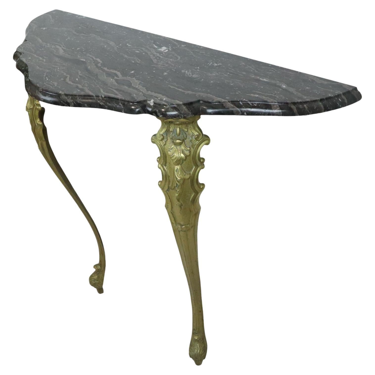 French Marble Console Ornate Brass Legs Baroque Style