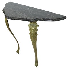 French Marble Console Ornate Brass Legs Baroque Style
