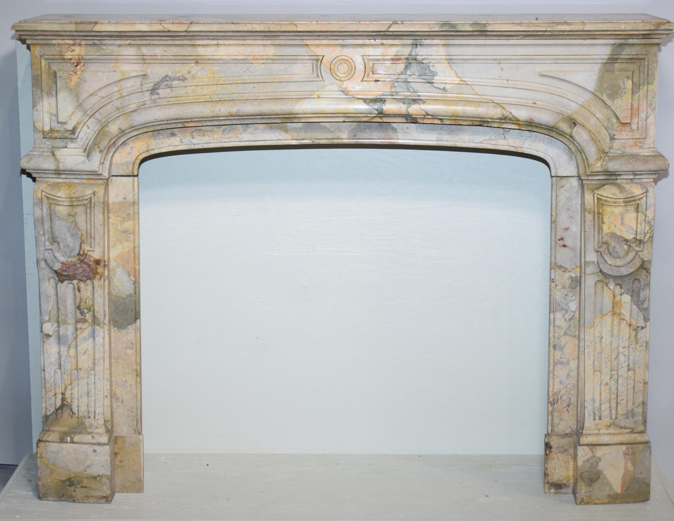 A very fine, simple and elegant Louis XV style Boudin marble fireplace- France, circa 1900.