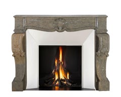 French Marble Fireplace From The Ardeche Region In Olive Green Multi Colour