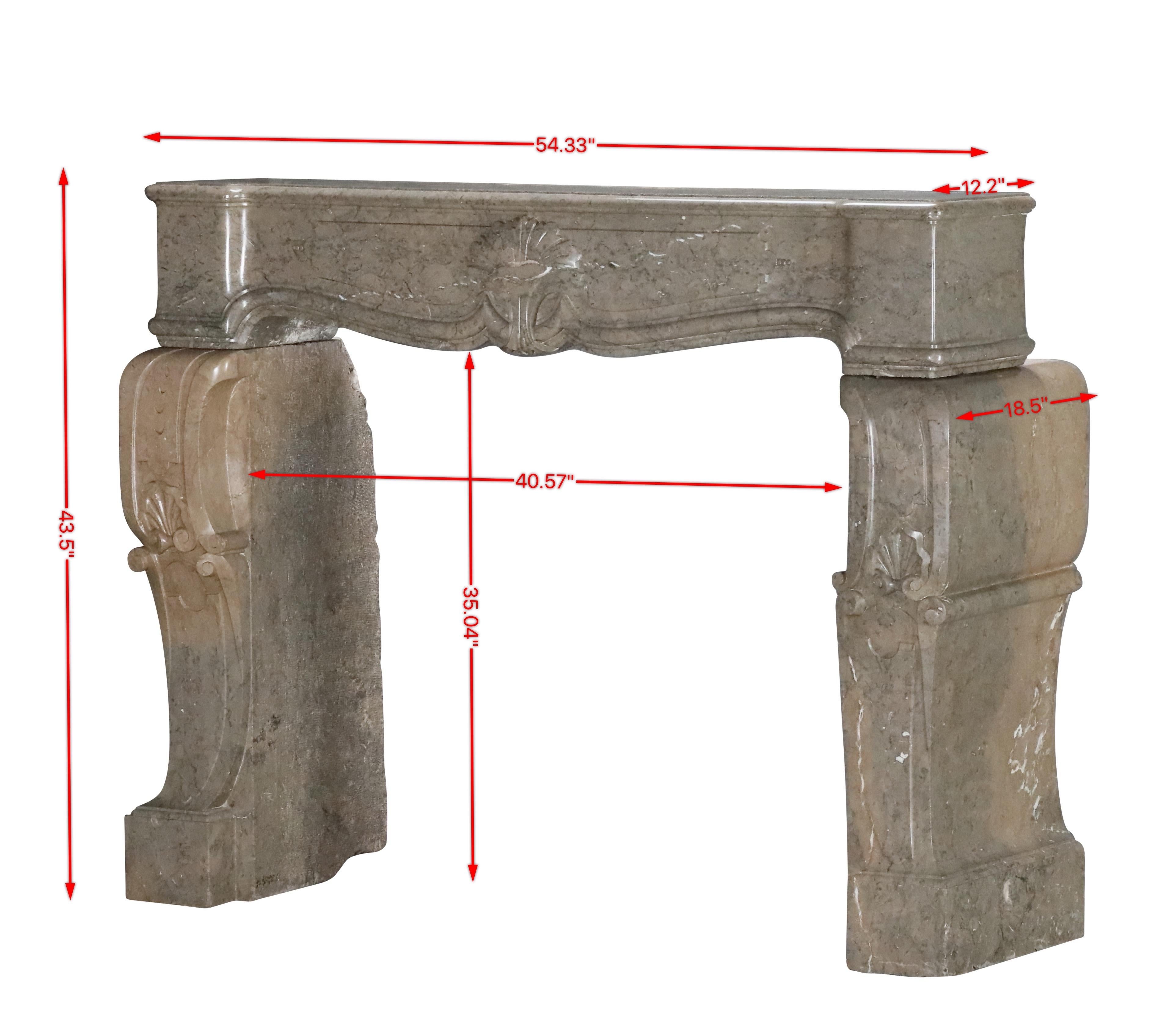Louis XV French Marble Fireplace From The Ardeche Region In Olive Green Multi Colour For Sale