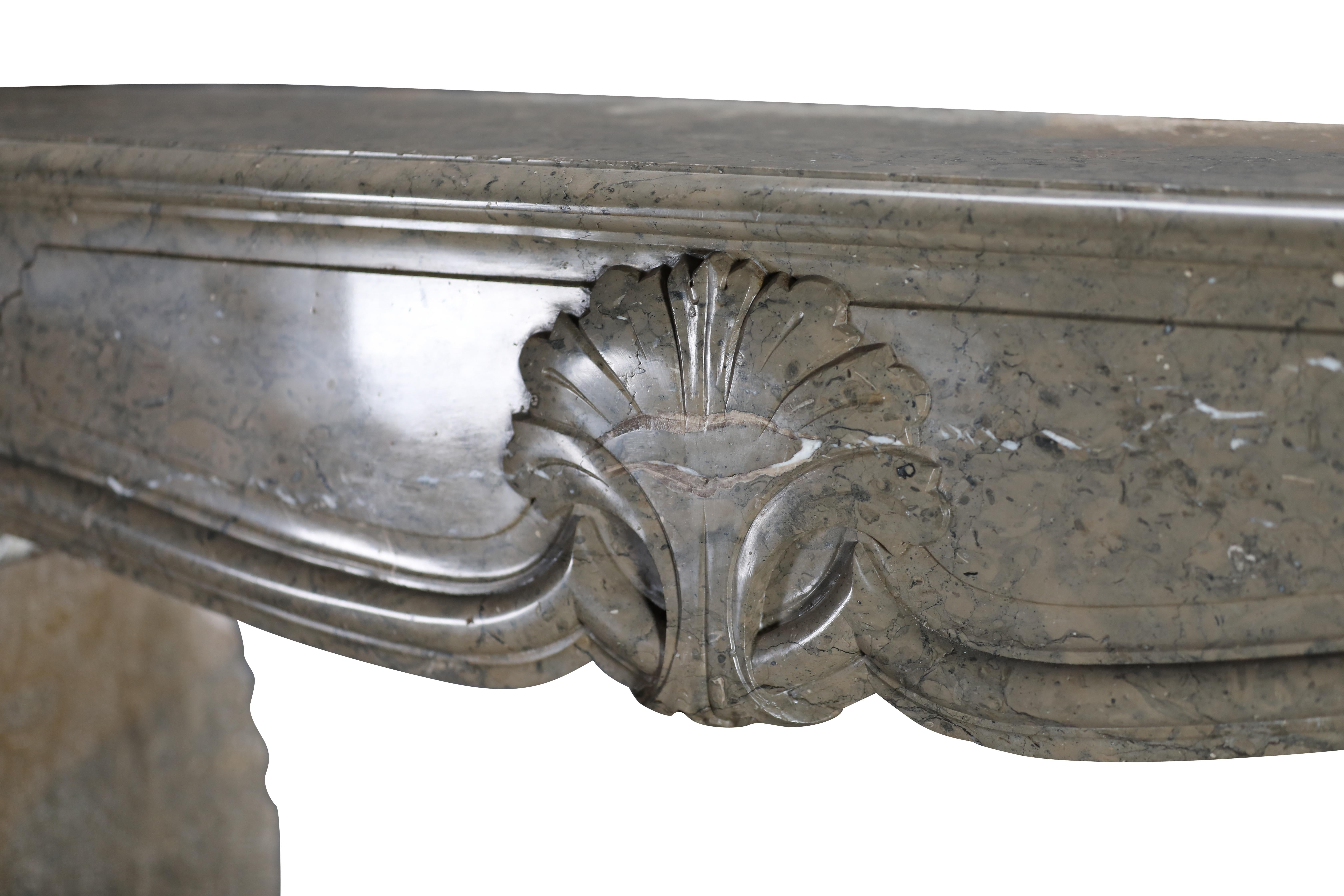 French Marble Fireplace From The Ardeche Region In Olive Green Multi Colour For Sale 1