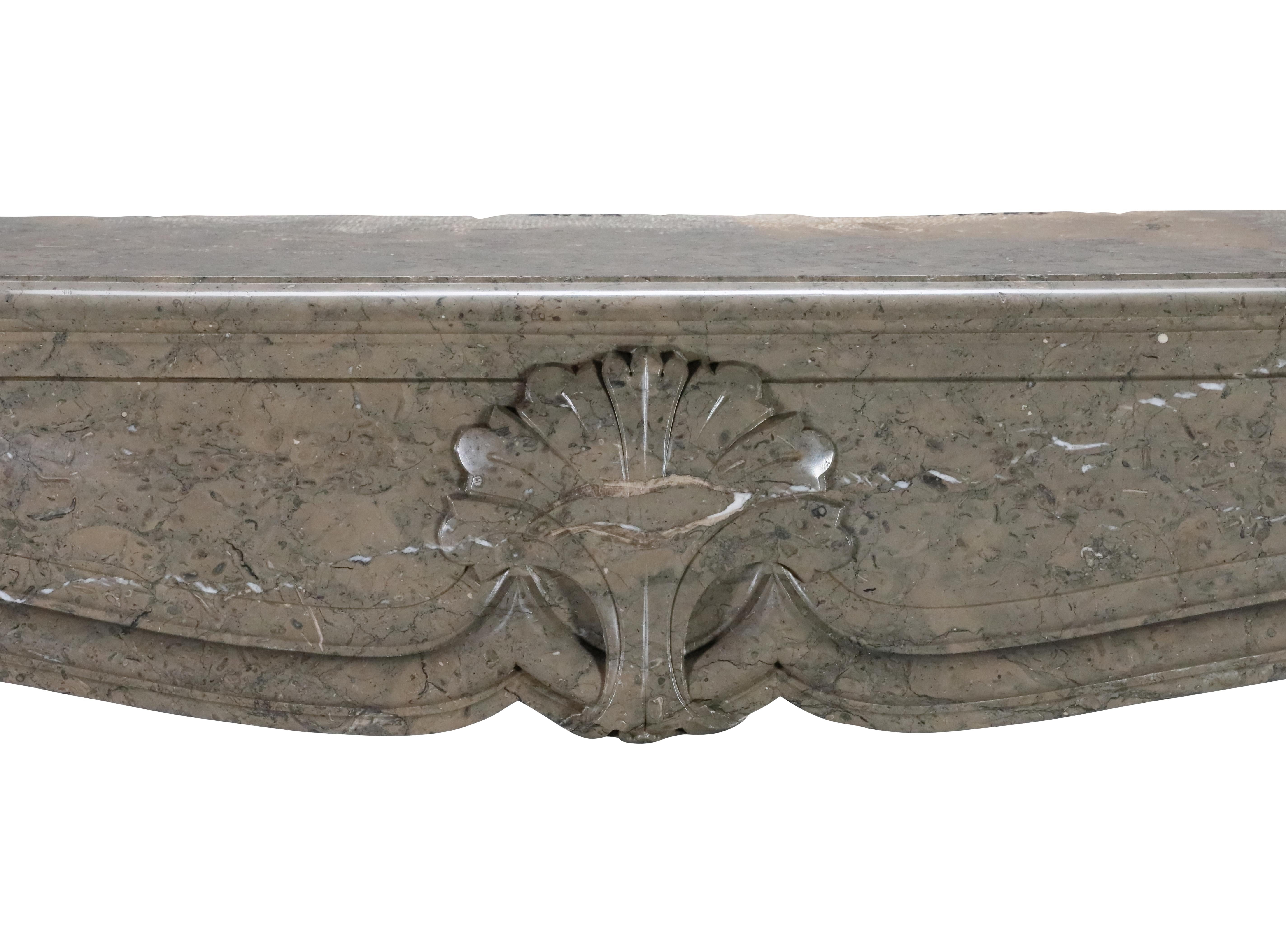 French Marble Fireplace From The Ardeche Region In Olive Green Multi Colour For Sale 2