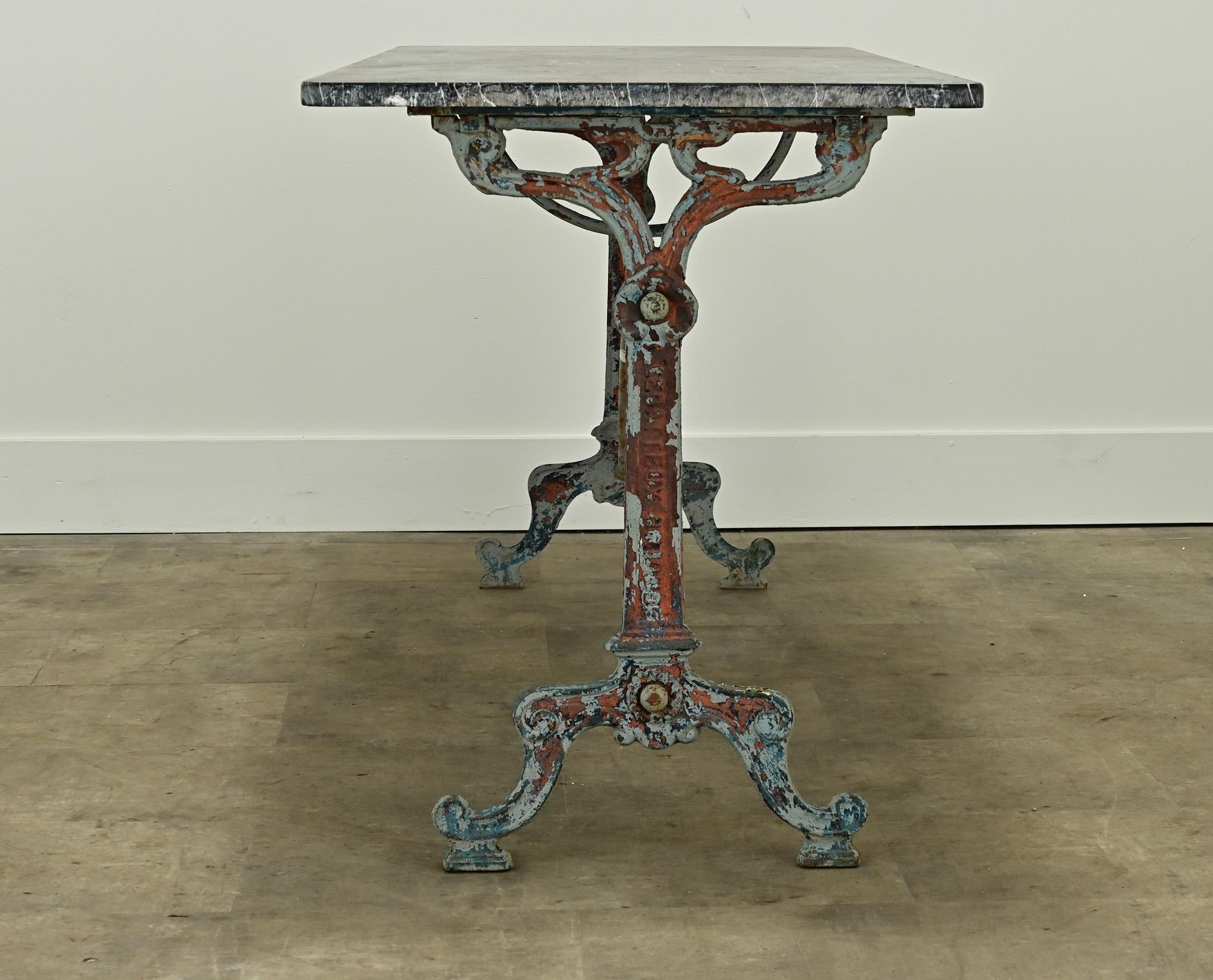 French Marble & Iron Bistro Table 3