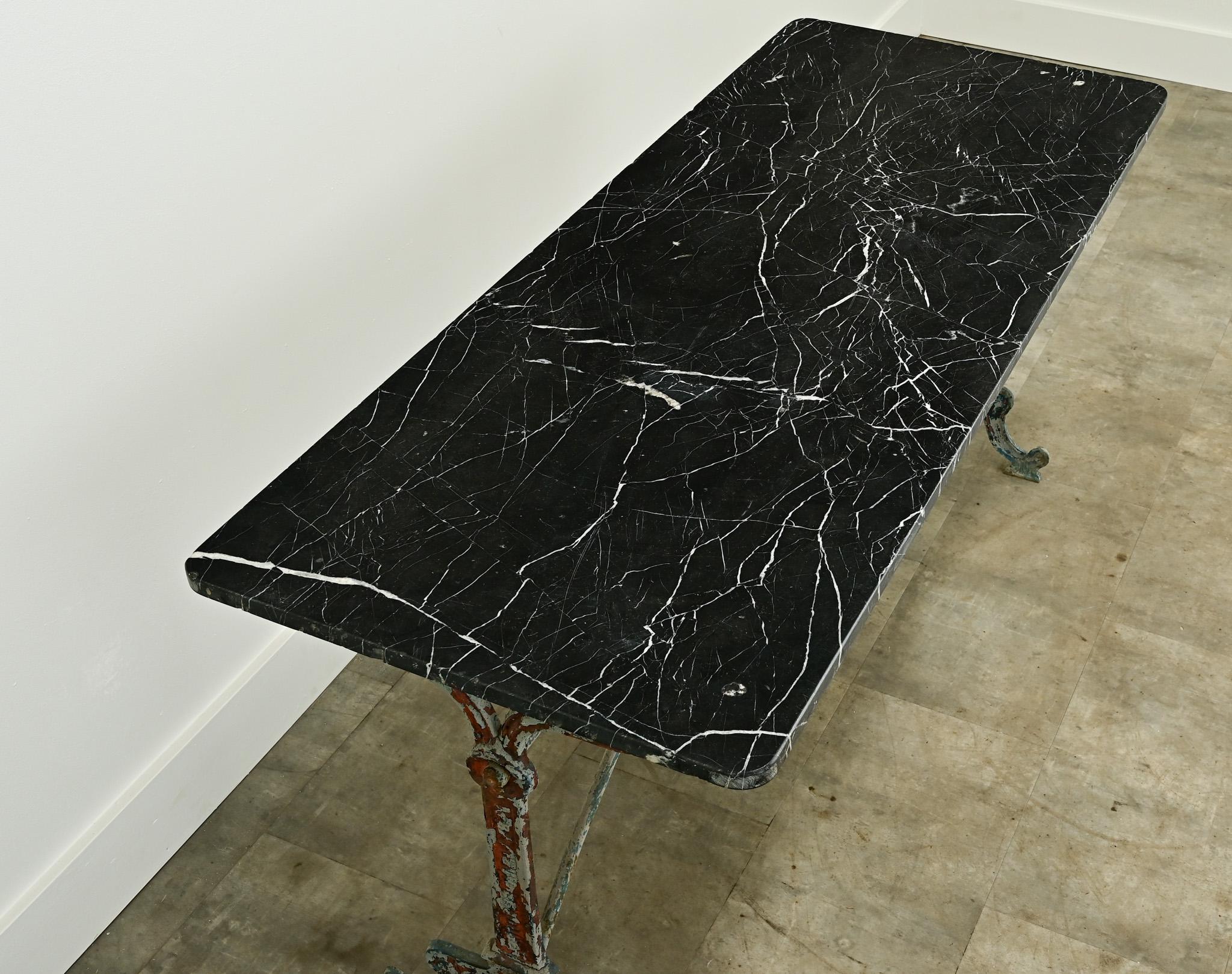 19th Century French Marble & Iron Bistro Table