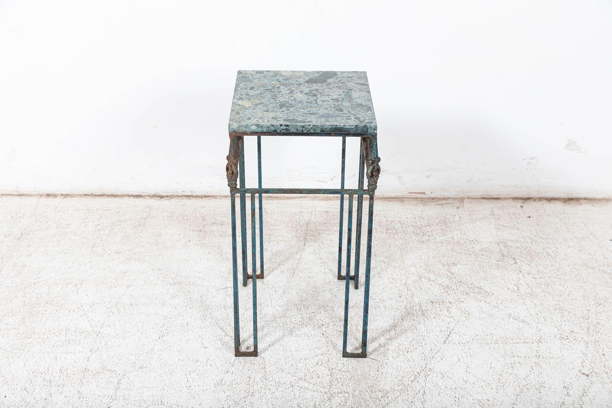 French Marble & Iron Side Table For Sale 6