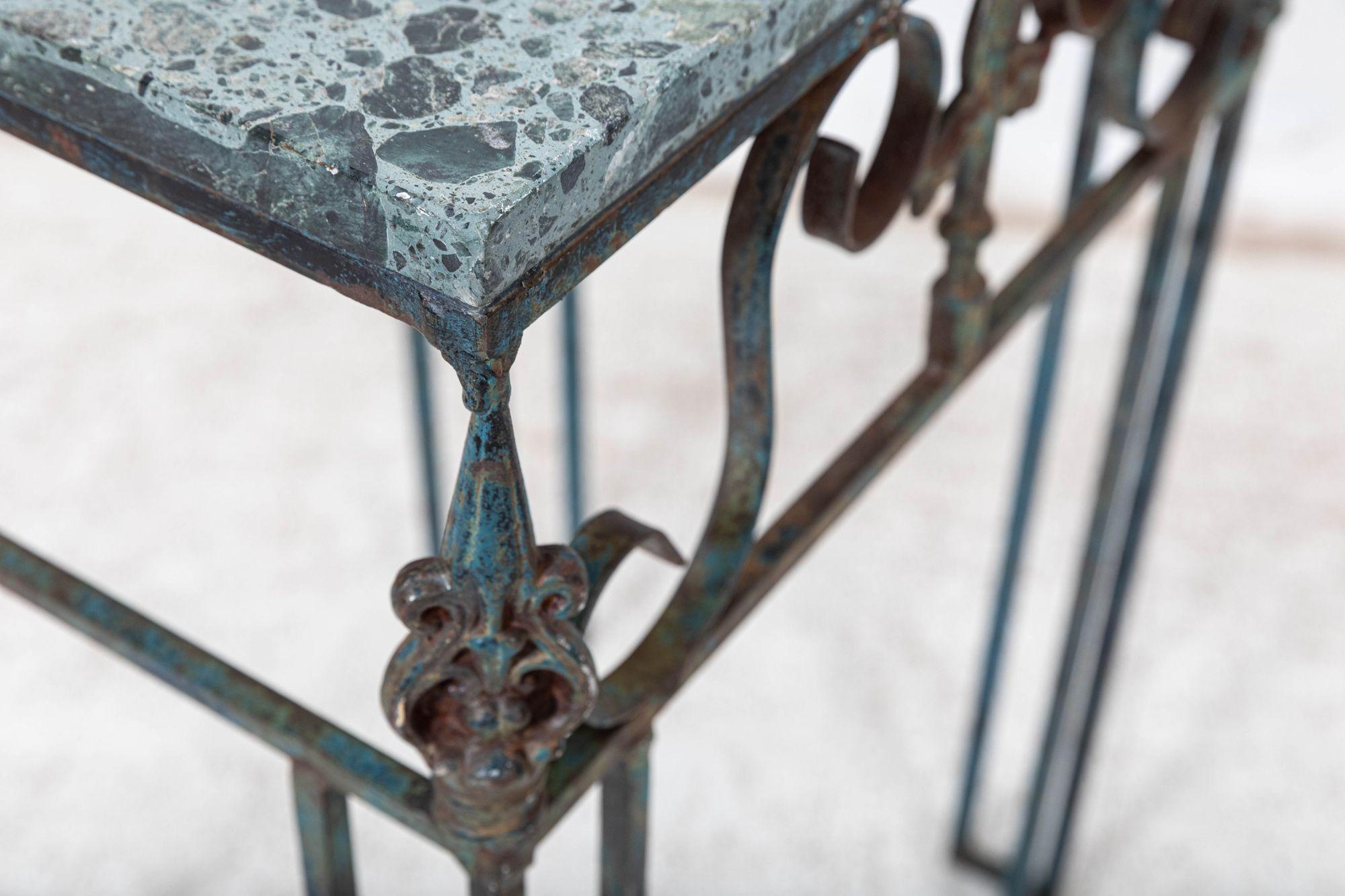 French Marble & Iron Side Table For Sale 7