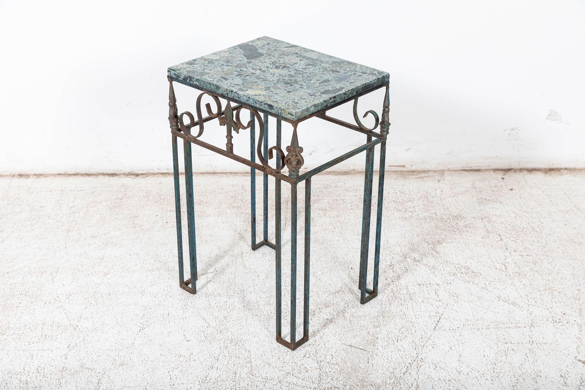 French Marble & Iron Side Table In Good Condition For Sale In Staffordshire, GB