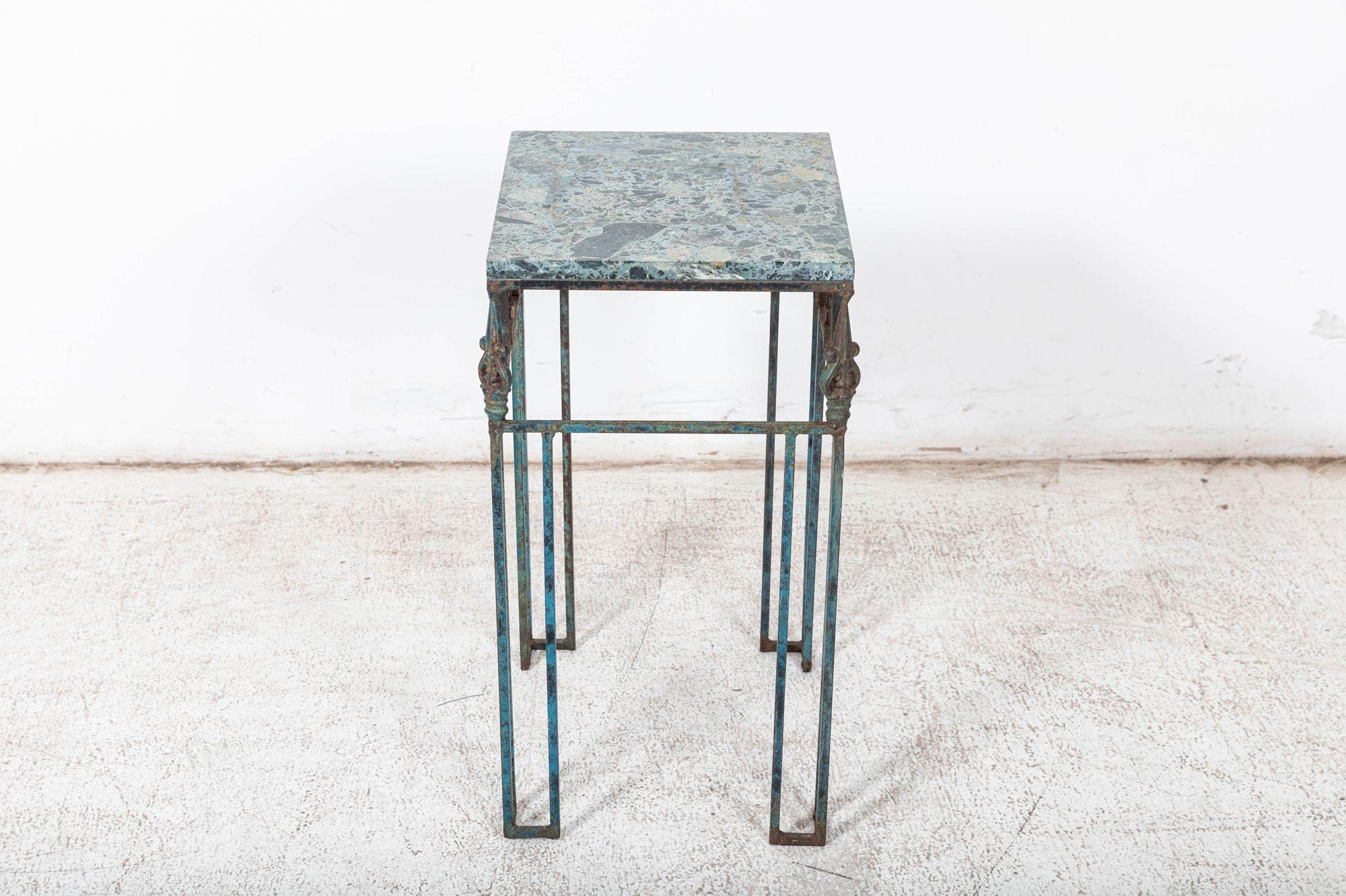 French Marble & Iron Side Table For Sale 5