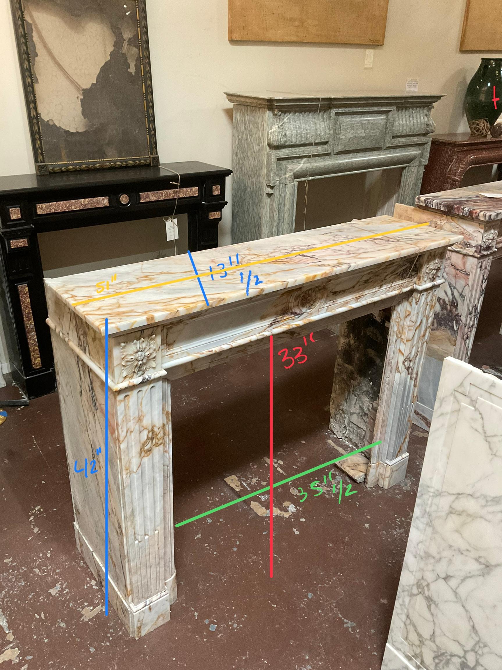 18th Century and Earlier French, Marble Mantel For Sale