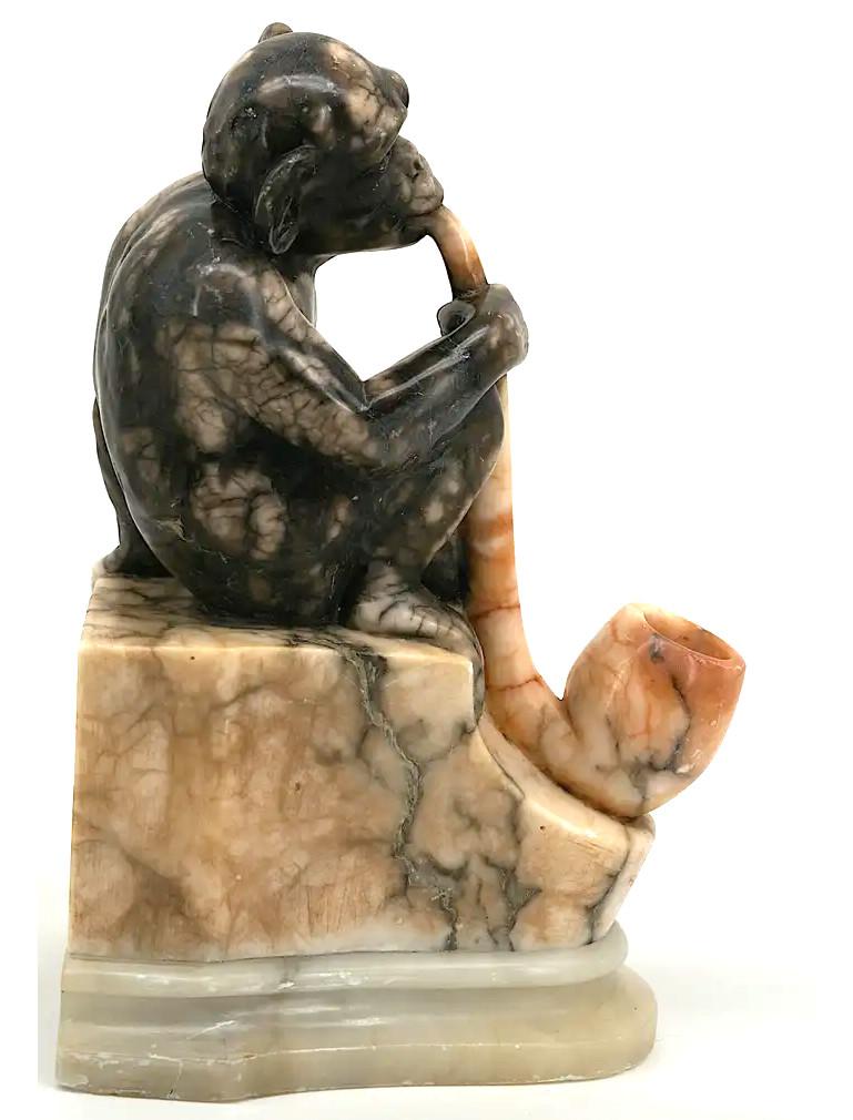 French Marble Monkey Sculpture, End 19th C In Good Condition For Sale In Saint-Amans-des-Cots, FR