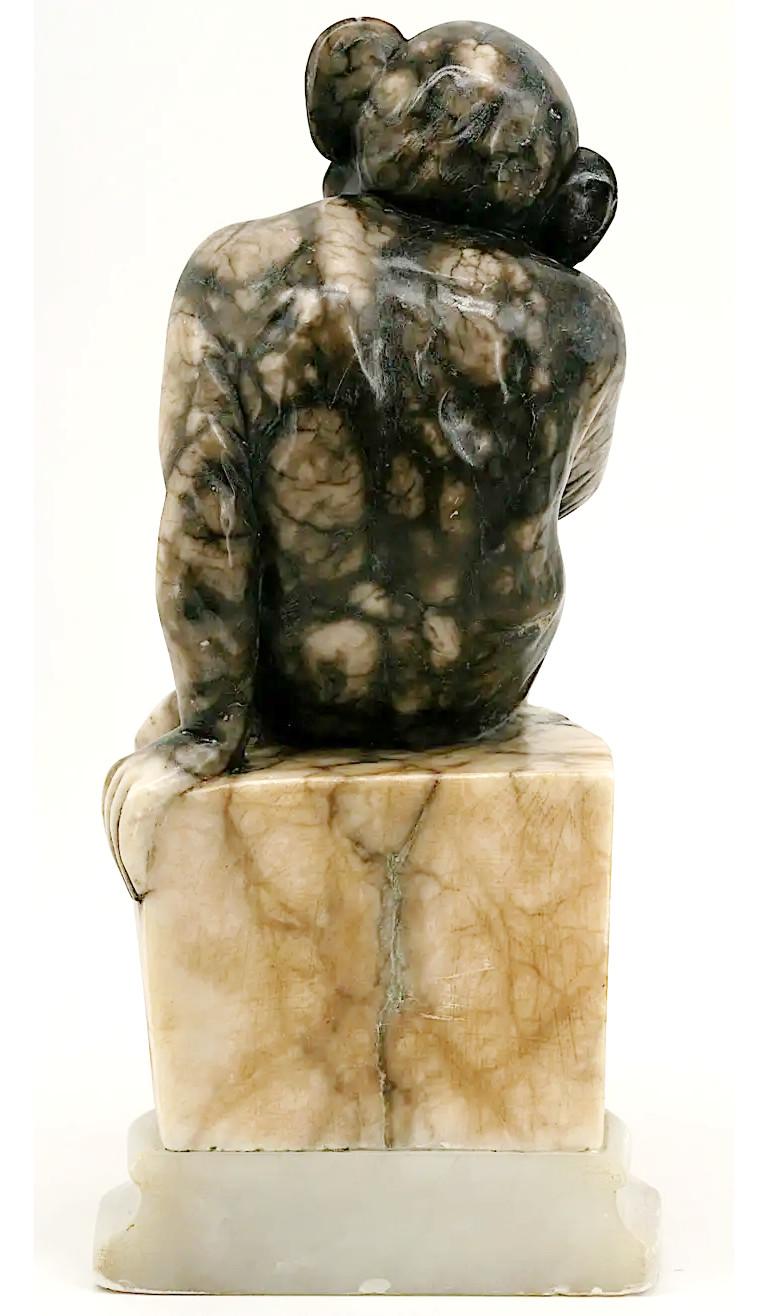 Late 19th Century French Marble Monkey Sculpture, End 19th C For Sale