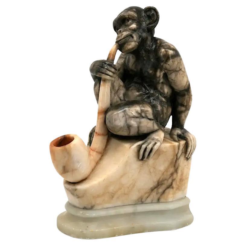 French Marble Monkey Sculpture, End 19th C For Sale