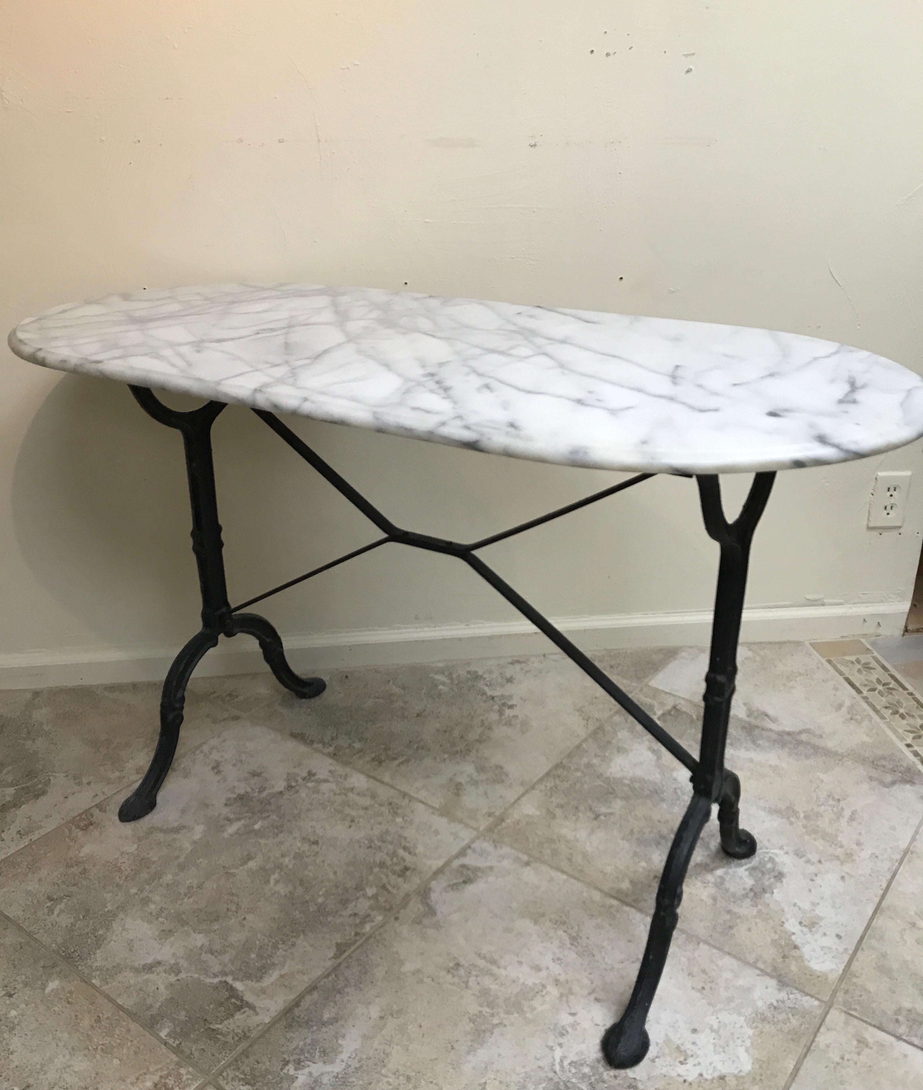 20th Century French Marble Oval Top Bistro Table