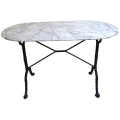 Table bistro à plateau ovale en marbre français