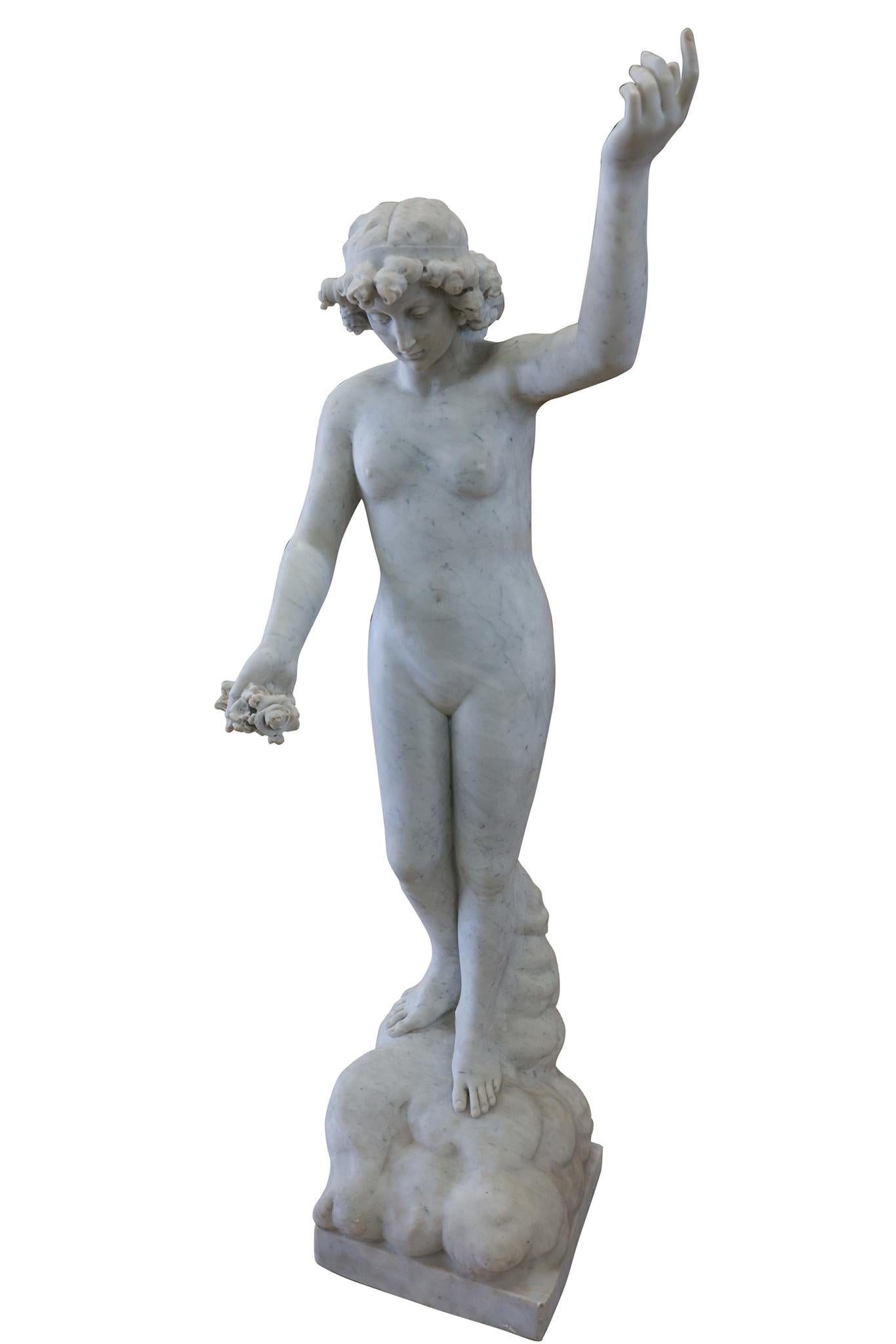 Francese, acquistata in Argentina, scultura in marmo di Carrara raffigurante una fanciulla. Forma e patina incantevoli. 

Dimensioni: 64,24H x (base- 15 