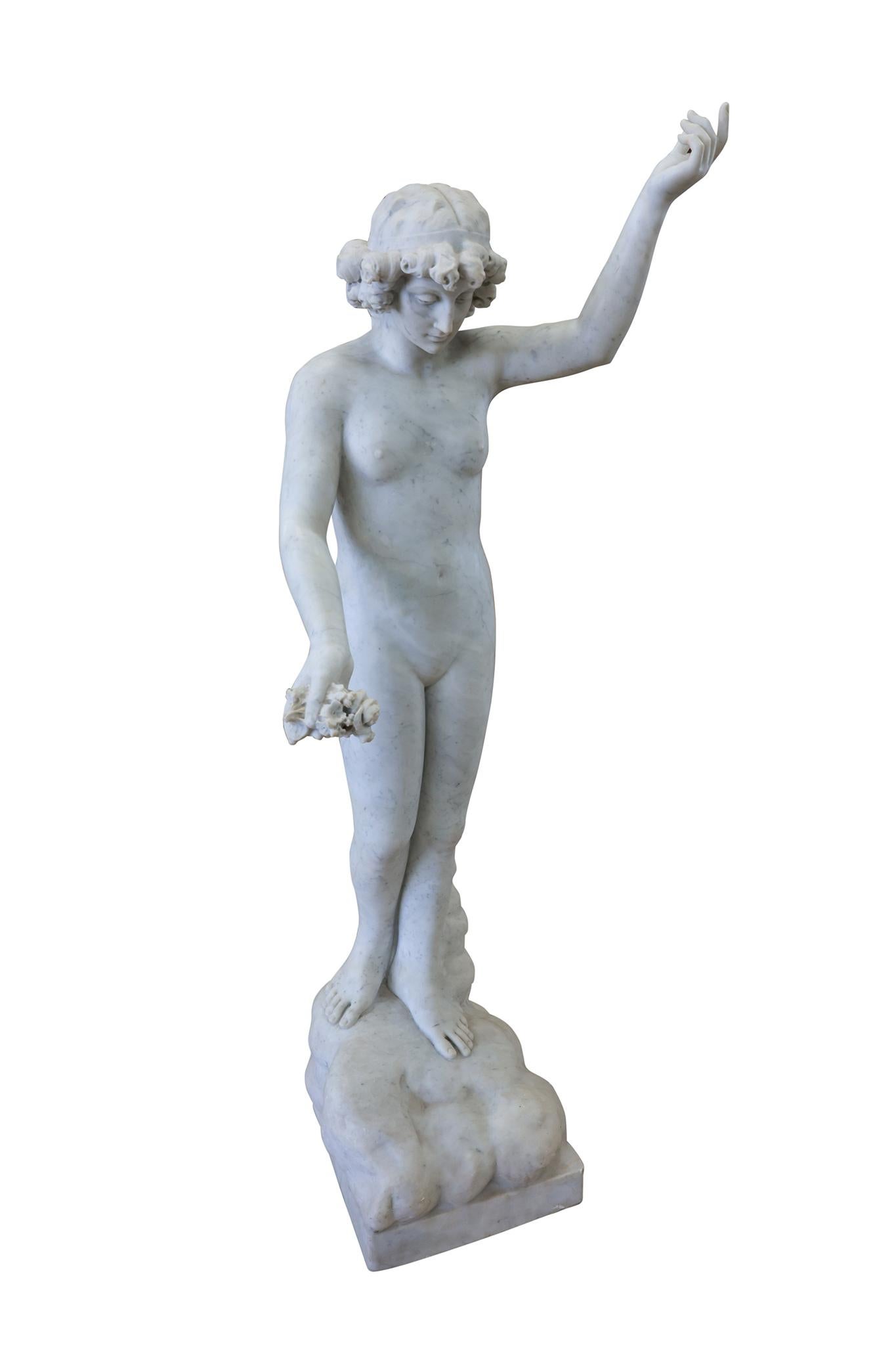 Francese Scultura di marmo francese raffigurante una fanciulla in vendita