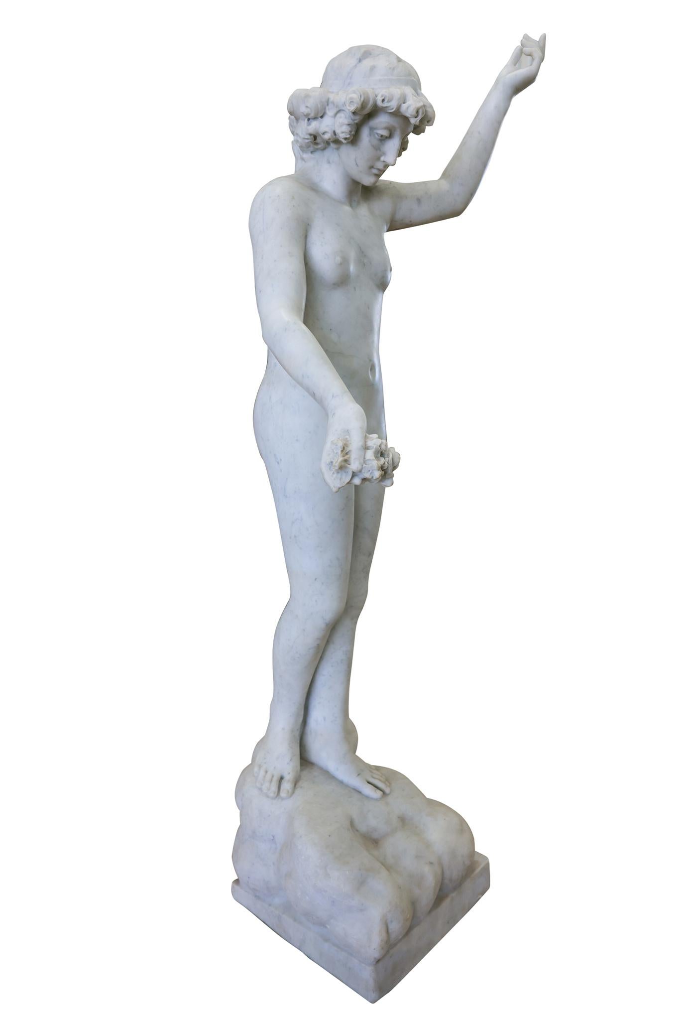 Marmo Scultura di marmo francese raffigurante una fanciulla in vendita