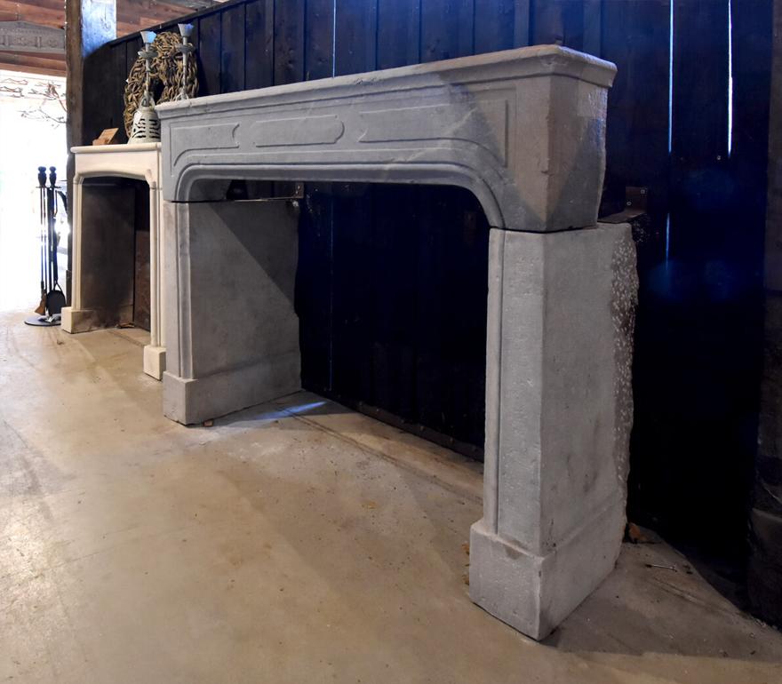 Stone French marble stone fireplace mantle 19th Century For Sale