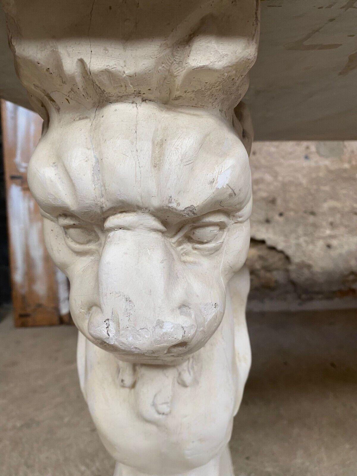 Hand-Carved French Marble Table with Carved Griffins to Base