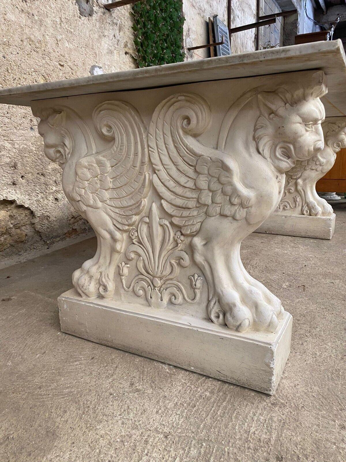 French Marble Table with Carved Griffins to Base 2