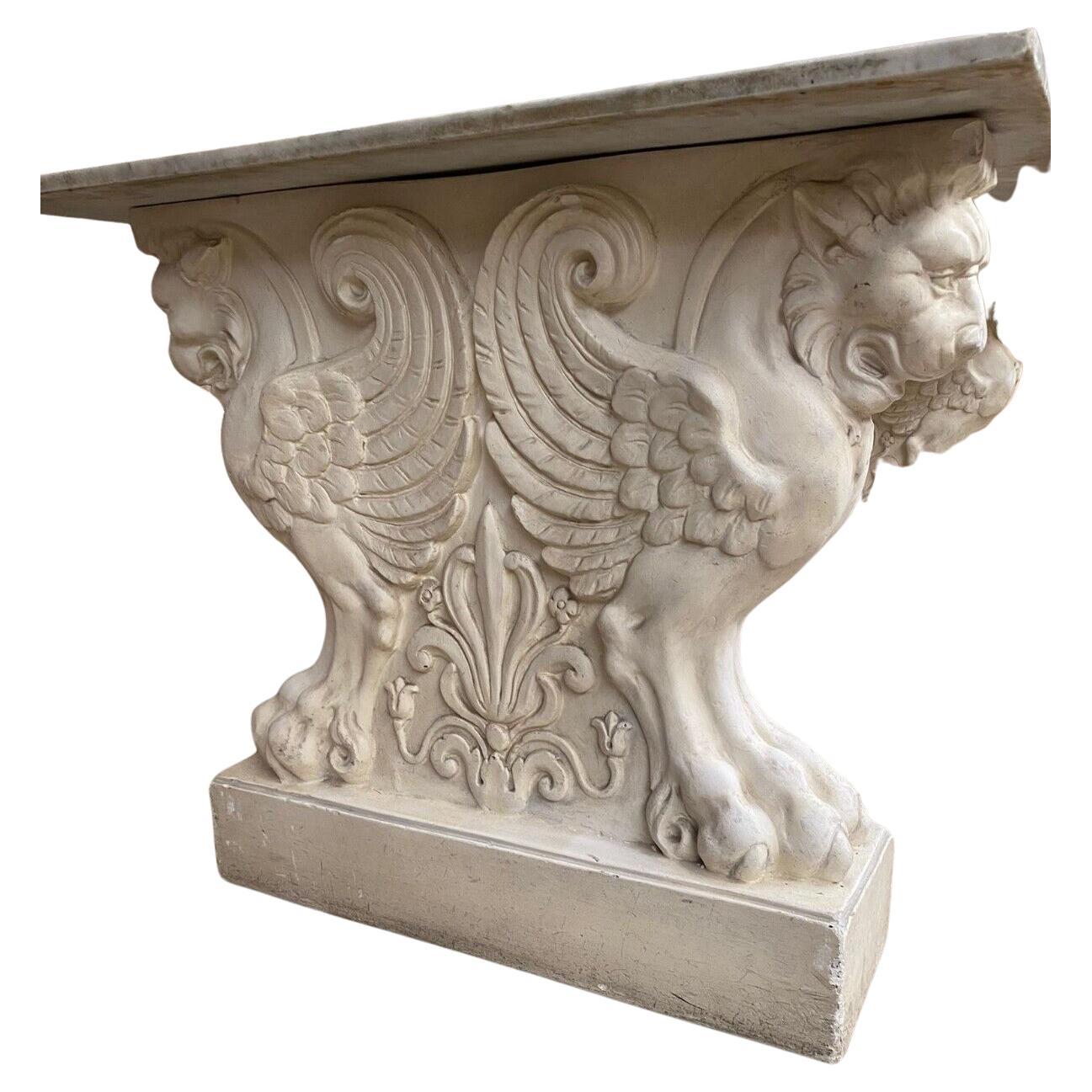 French Marble Table with Carved Griffins to Base