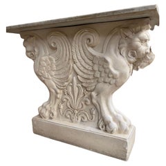 French Marble Table with Carved Griffins to Base