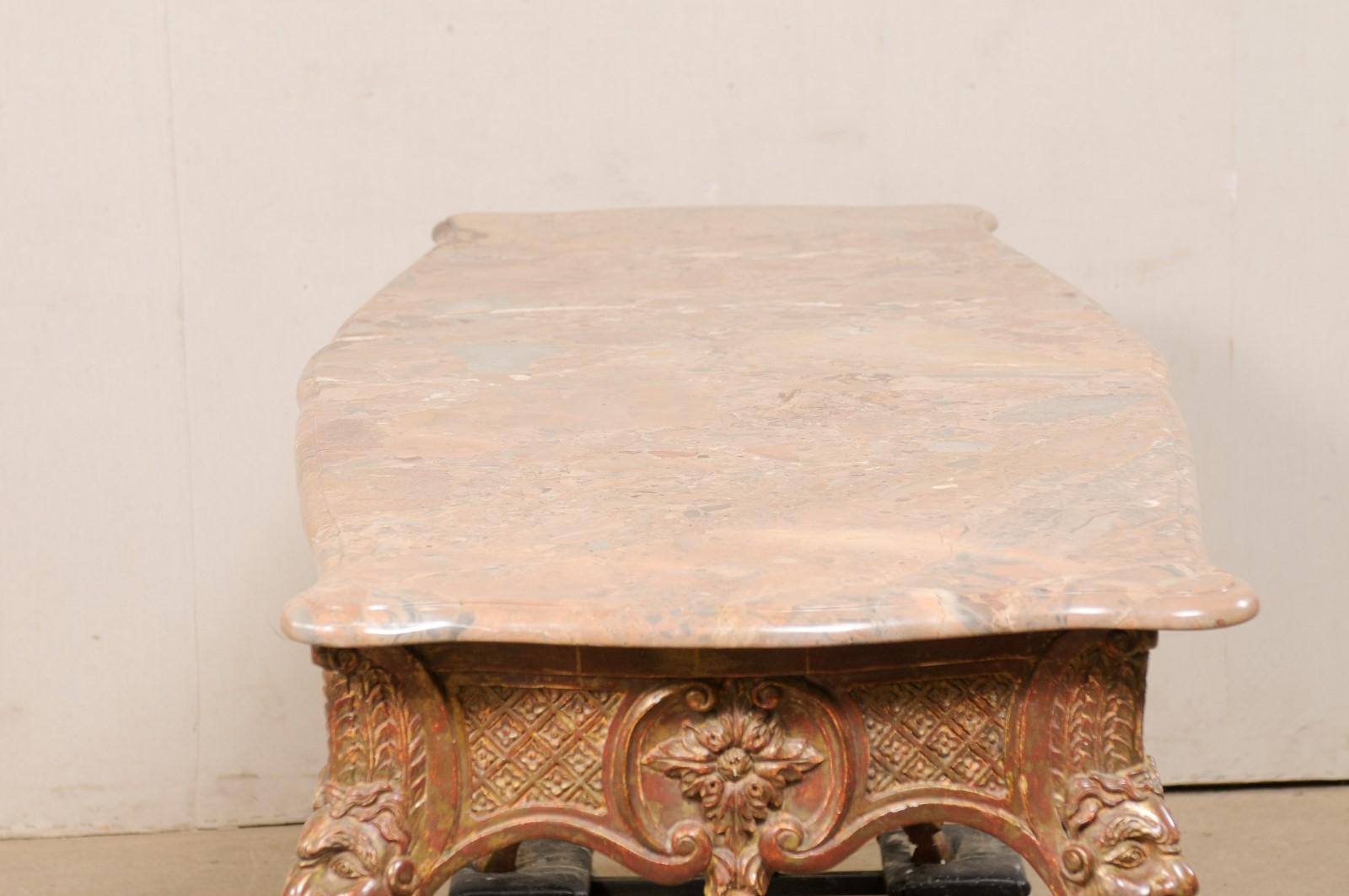 French Marble Top Center Table- Elaborately Carved & Textured 6
