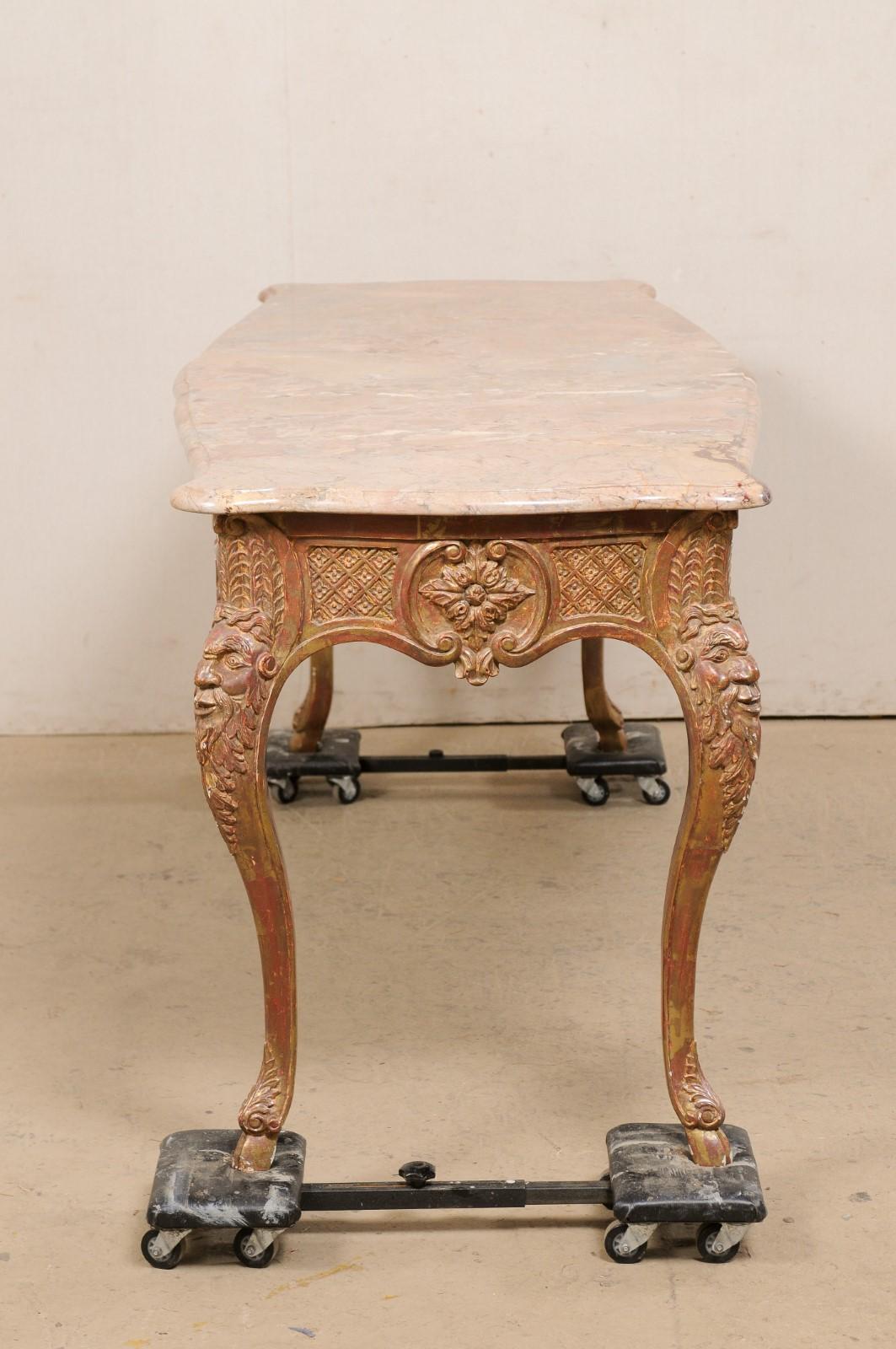 French Marble Top Center Table- Elaborately Carved & Textured 7