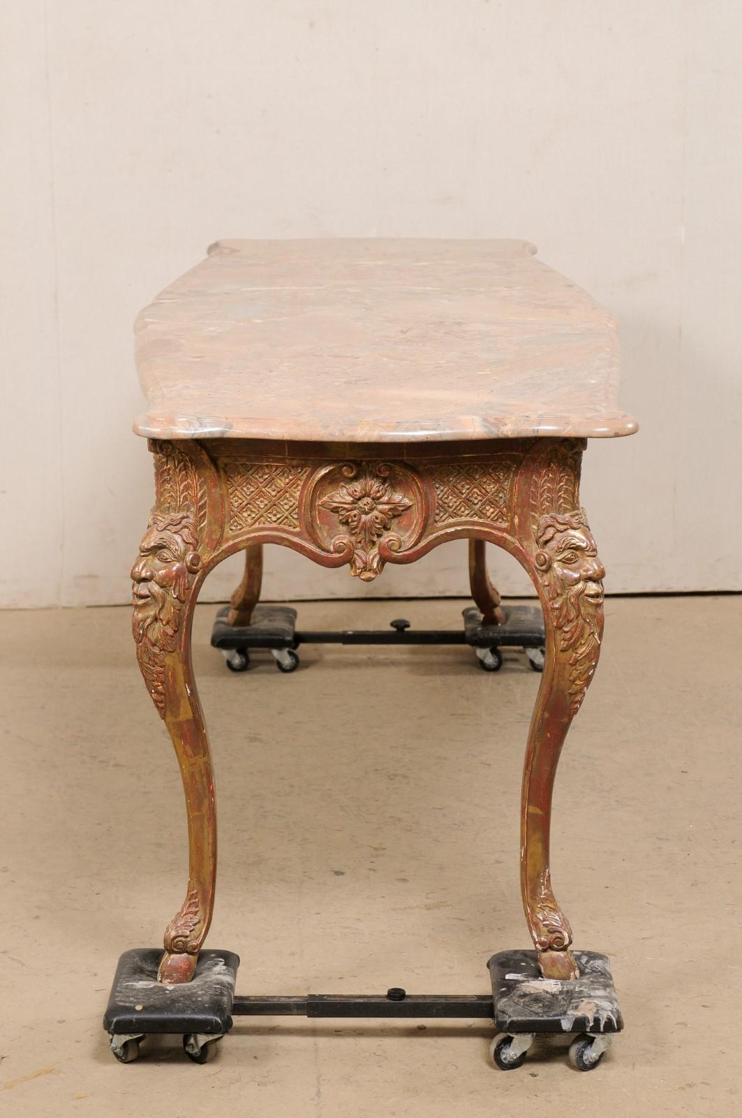 French Marble Top Center Table- Elaborately Carved & Textured 5