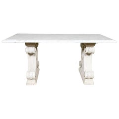 French Marble-Top and Carved Stone Center Table