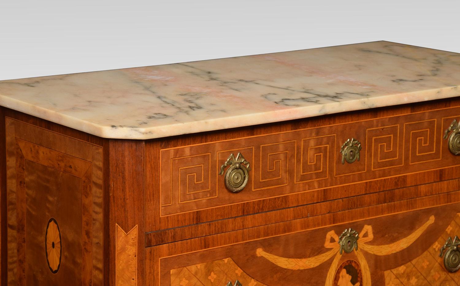 French Marble-Top and Marquetry Commode 2