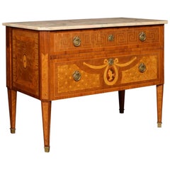 French Marble-Top and Marquetry Commode
