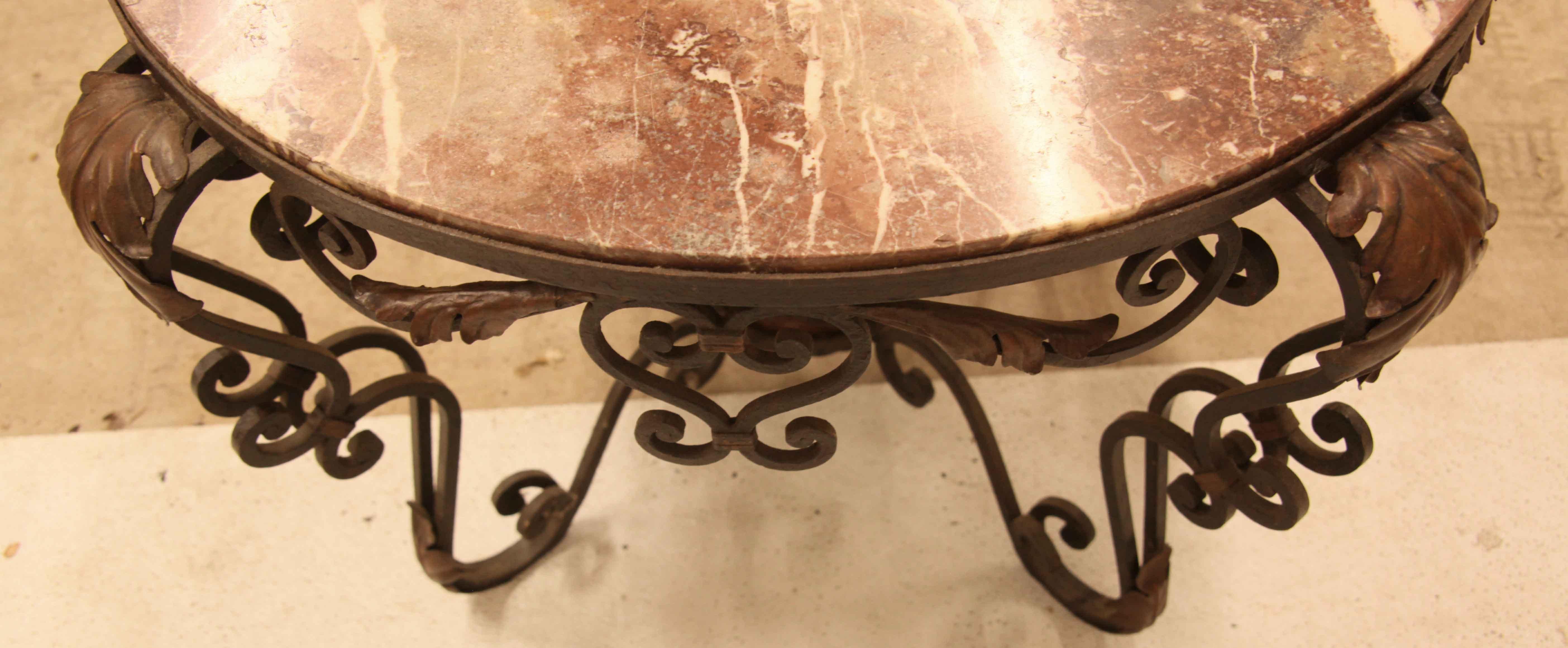 French Marble Top and Steel Table For Sale 8